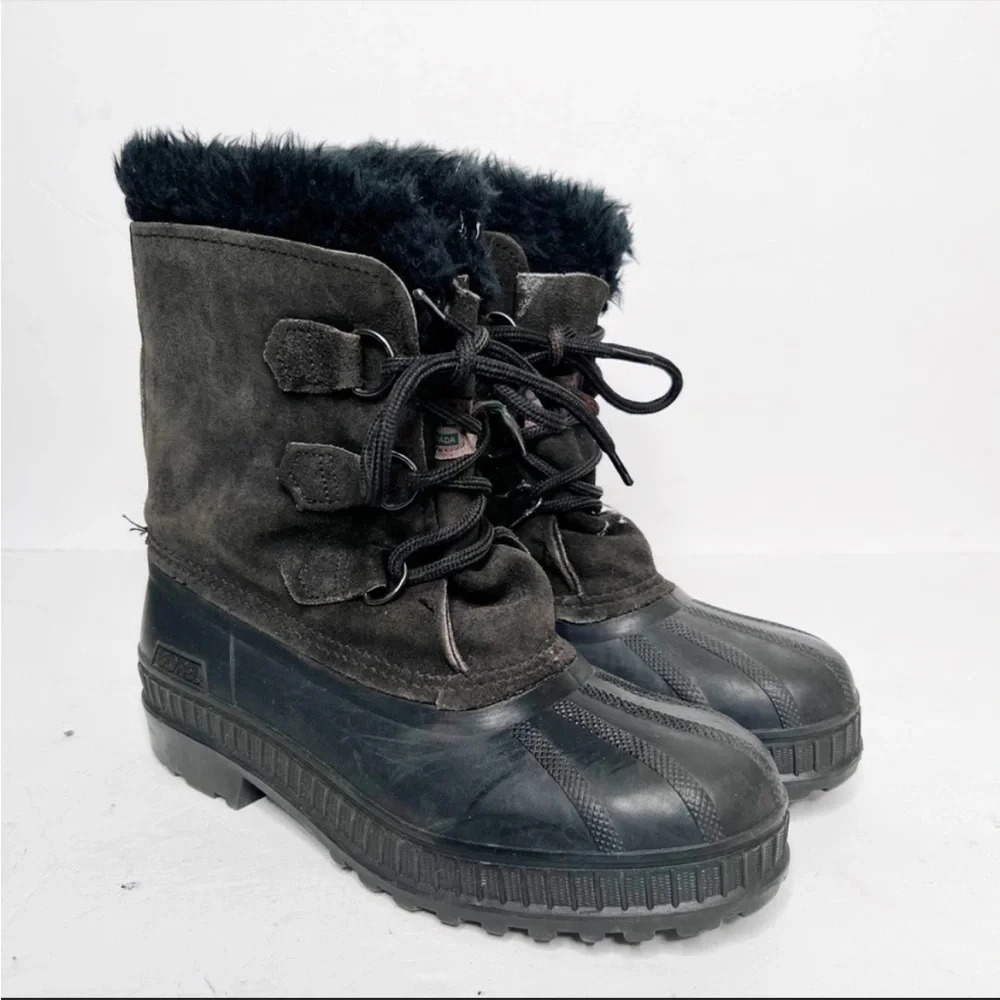 Vintage Sorel Winter Boots Green Black Snow Size 6 Men’s
